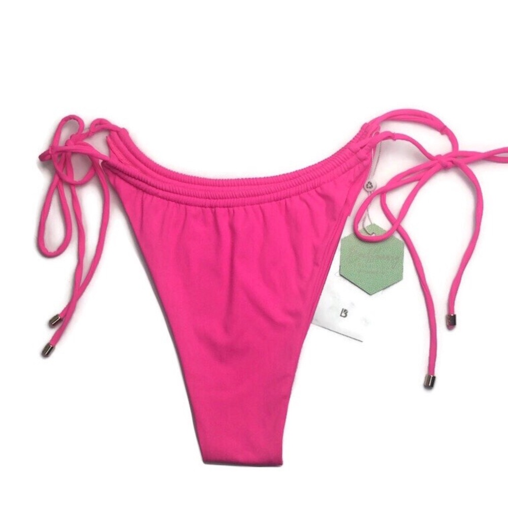 NWT BuffBunny Hot Pink Adjustable Side Tie Brazilian String Bikini Bottoms XXL